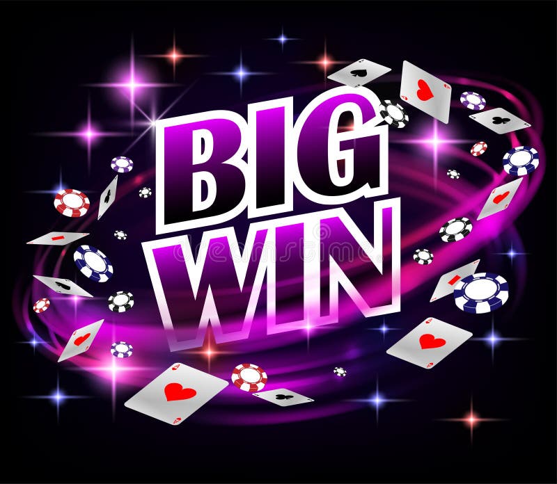 Biw win Casino Gambling Poker design. Poker banner with chips and playing cards. Online Casino Banner dark background