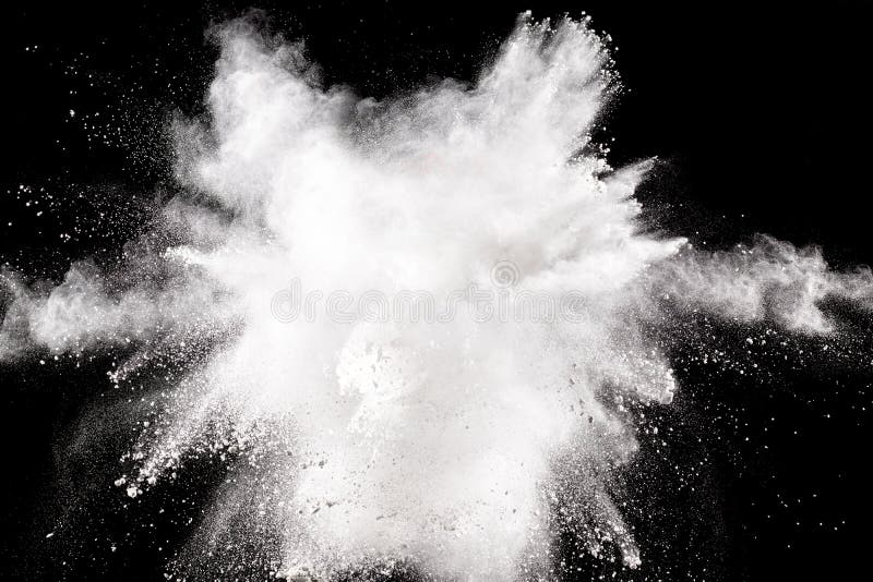 Bizarre Forms of White Powder Explosion Cloud Against Dark Background