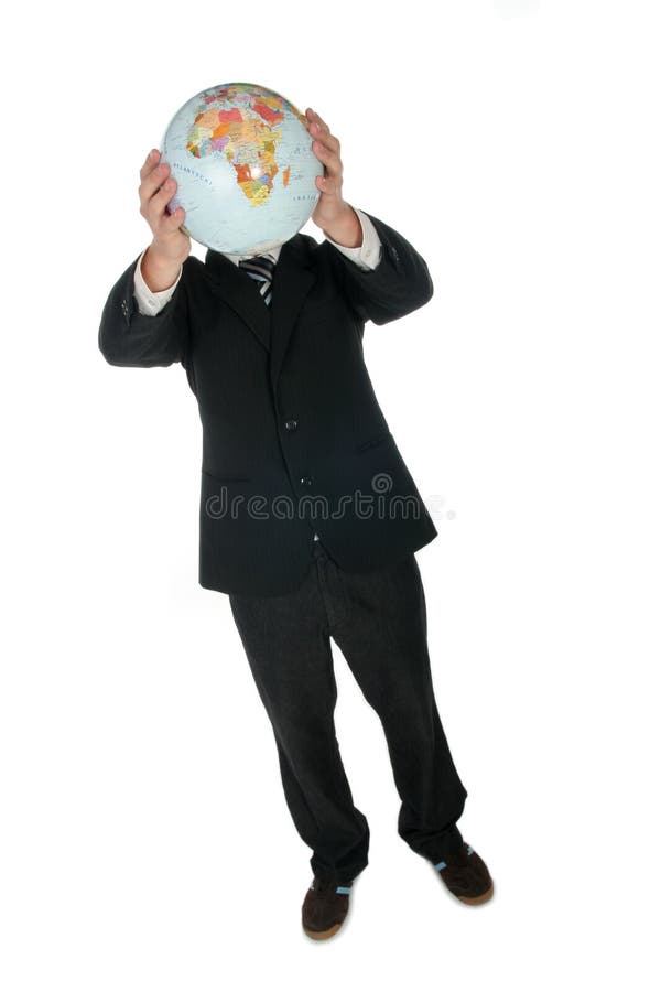 Biznesmen globe gospodarstwa zdjęcia royalty free