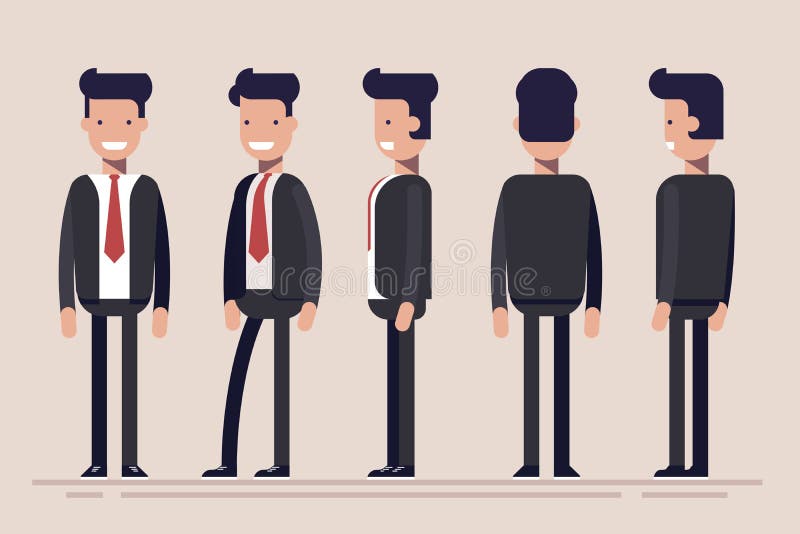 Biznesmen lub kierownik od różnych stron Przód, tyły, boczny widok męska osoba Płaska wektorowa ilustracja w kreskówce ilustracja wektor Biznesmen lub kierownik od różnych stron Przód, tyły, boczny widok męska osoba Płaska wektorowa ilustracja w kreskówce ilustracja wektor