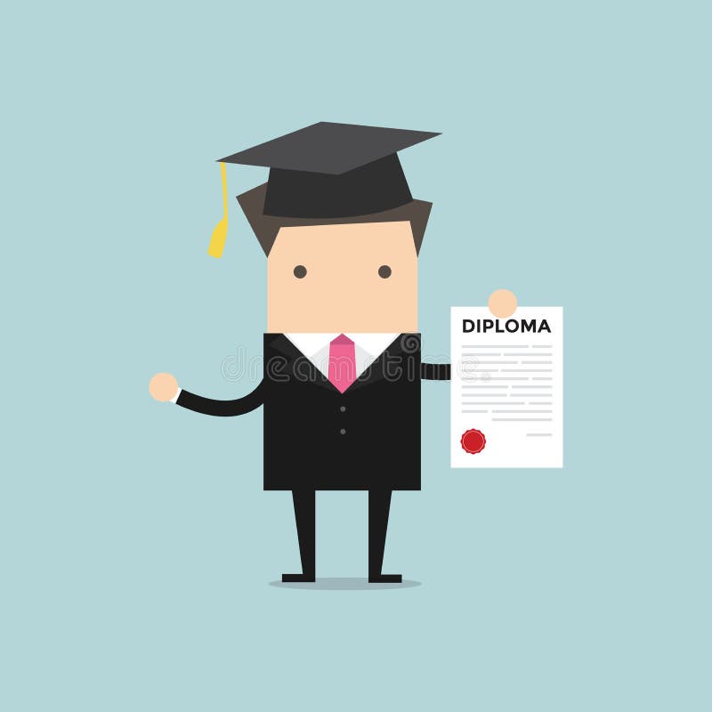 Biznesmen lub uczeń z dyplomem ukończenie edukacja royalty ilustracja Biznesmen lub uczeń z dyplomem ukończenie edukacja royalty ilustracja
