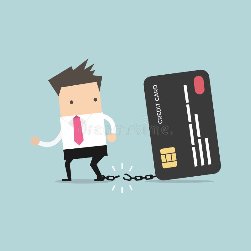 Biznesmen przerwy uwalniają od łańcuchu bank kredytowa karta ilustracja wektor Biznesmen przerwy uwalniają od łańcuchu bank kredytowa karta ilustracja wektor