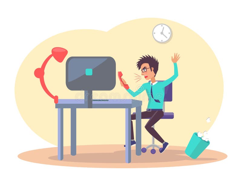 Biznesmen przy Biurową Pracującą Wektorową ilustracją ilustracji Biznesmen przy Biurową Pracującą Wektorową ilustracją ilustracji