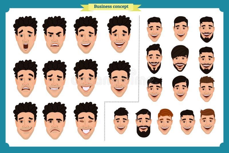 Biznesmen stary portret young Różni męscy avatar wyrażenia ustawiający ilustracji Biznesmen stary portret young Różni męscy avatar wyrażenia ustawiający ilustracji