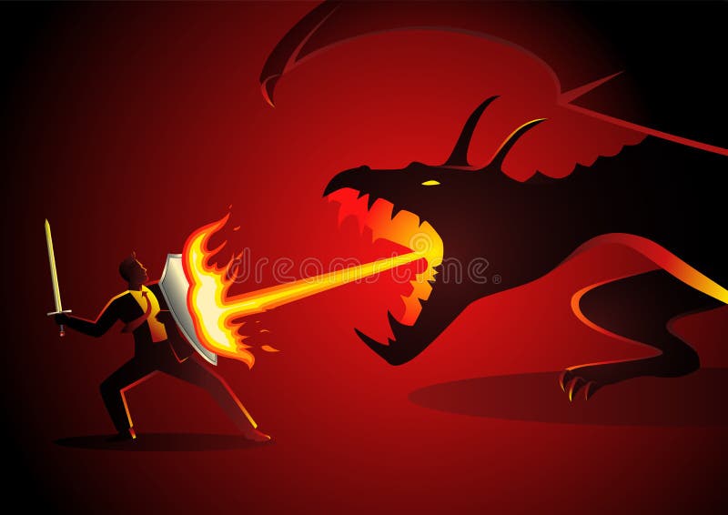 Biznesmen walczy smoka ilustracja wektor Biznesmen walczy smoka ilustracja wektor