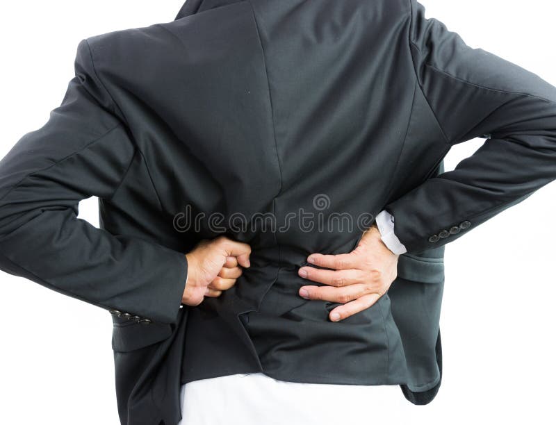 Biznesmena backache odizolowywa obraz stock Biznesmena backache odizolowywa obraz stock