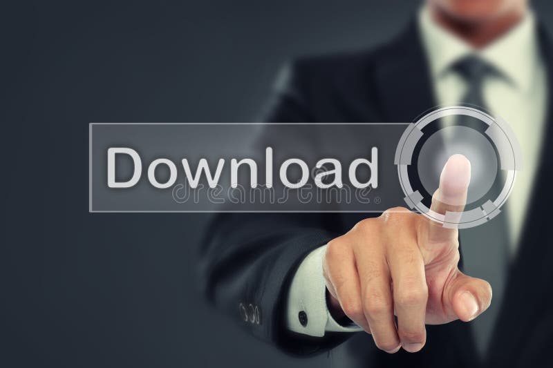 Biznesmena pchnięcie Ściągać guzika na wirtualnym ekranie zdjęcie royalty free Biznesmena pchnięcie Ściągać guzika na wirtualnym ekranie zdjęcie royalty free