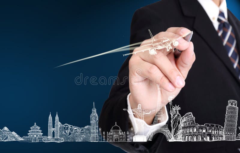 Biznesmena writing podróży biznesu pojęcie ilustracji Biznesmena writing podróży biznesu pojęcie ilustracji
