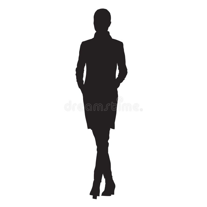 Biznesowa kobieta chodzi w kurtce z rękami w jej kieszeniach, isol royalty ilustracja Biznesowa kobieta chodzi w kurtce z rękami w jej kieszeniach, isol royalty ilustracja