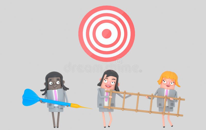 Biznesowa kobieta trzyma dużą błękitną strzałkę drabina dartboard odosobniony ilustracji Biznesowa kobieta trzyma dużą błękitną strzałkę drabina dartboard odosobniony ilustracji