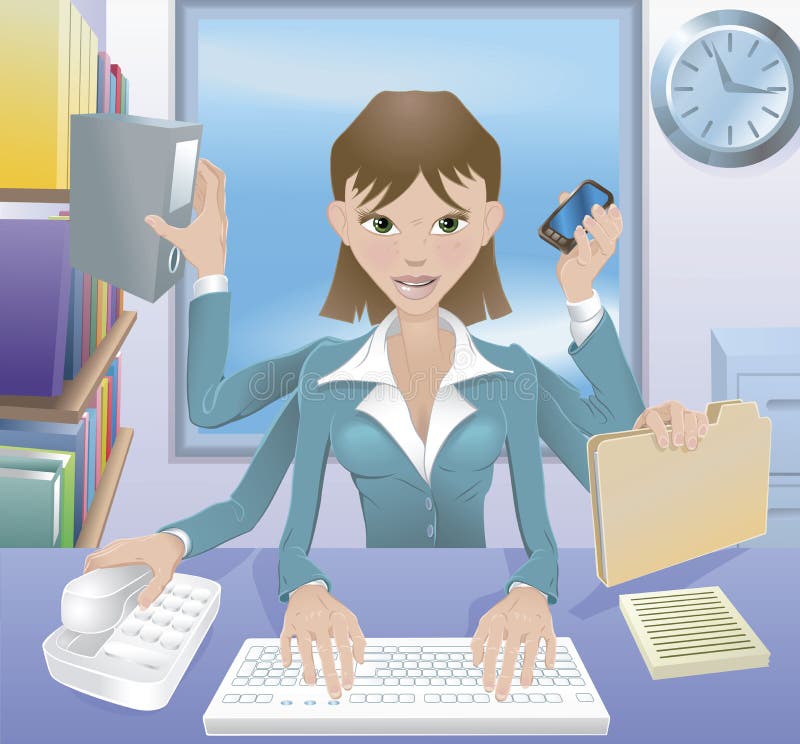 Biznesowa kobiety multitasking ilustracja ilustracji