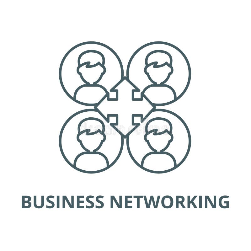 Biznesowa networking wektoru linii ikona, liniowy pojęcie, konturu znak, symbol ilustracji