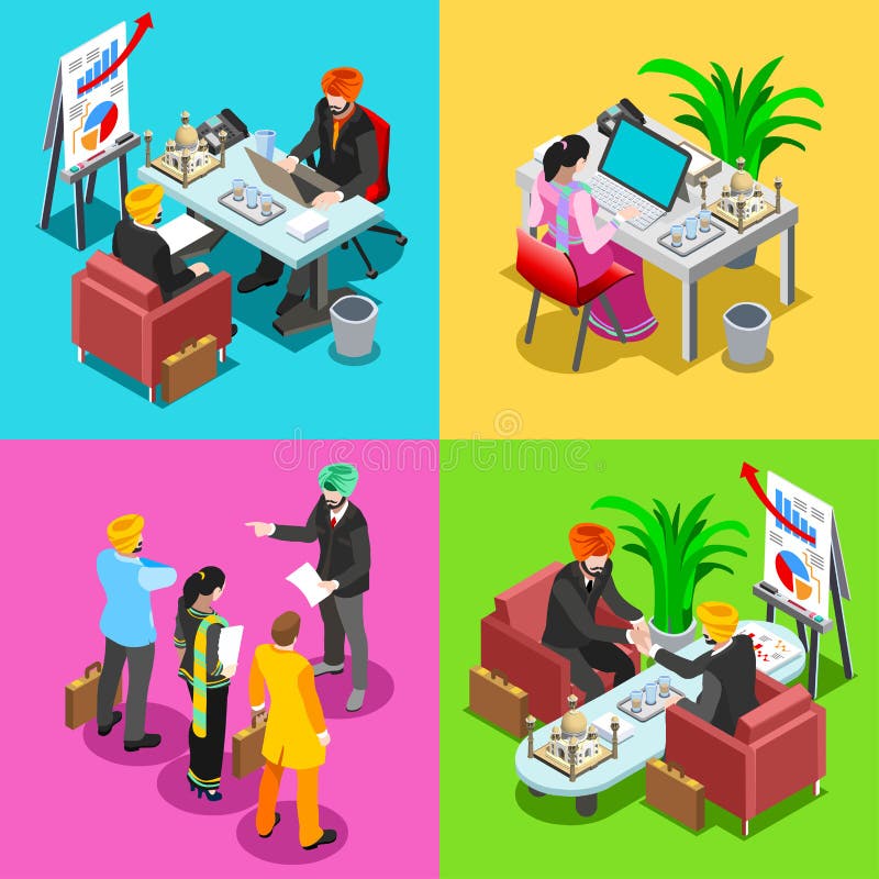 Biznesowy indianin 02 Isometric ludzie royalty ilustracja Biznesowy indianin 02 Isometric ludzie royalty ilustracja