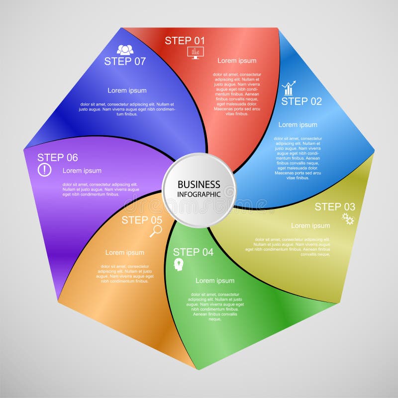 Biznesowy InfoGraphics, geometria, siedmiokąta projekt, Marketingowa prezentacja, sekcja sztandar royalty ilustracja Biznesowy InfoGraphics, geometria, siedmiokąta projekt, Marketingowa prezentacja, sekcja sztandar royalty ilustracja