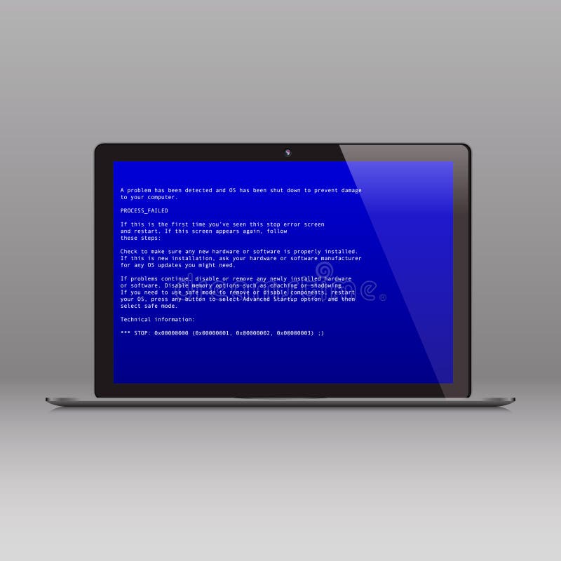 Biznesowy laptop z OS krytycznego błędu wiadomością royalty ilustracja