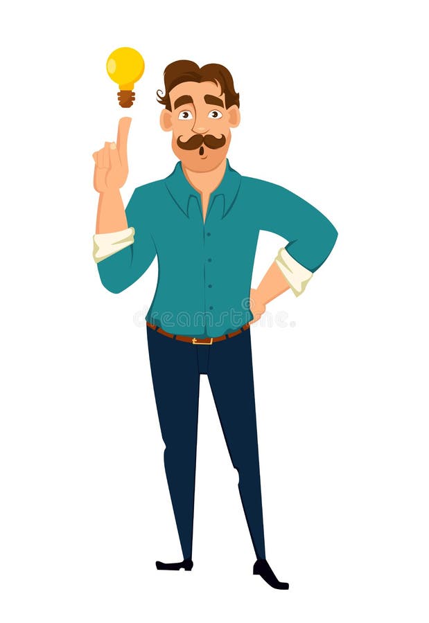 Biznesowy mężczyzna ma genialnego pomysł ilustracji Biznesowy mężczyzna ma genialnego pomysł ilustracji
