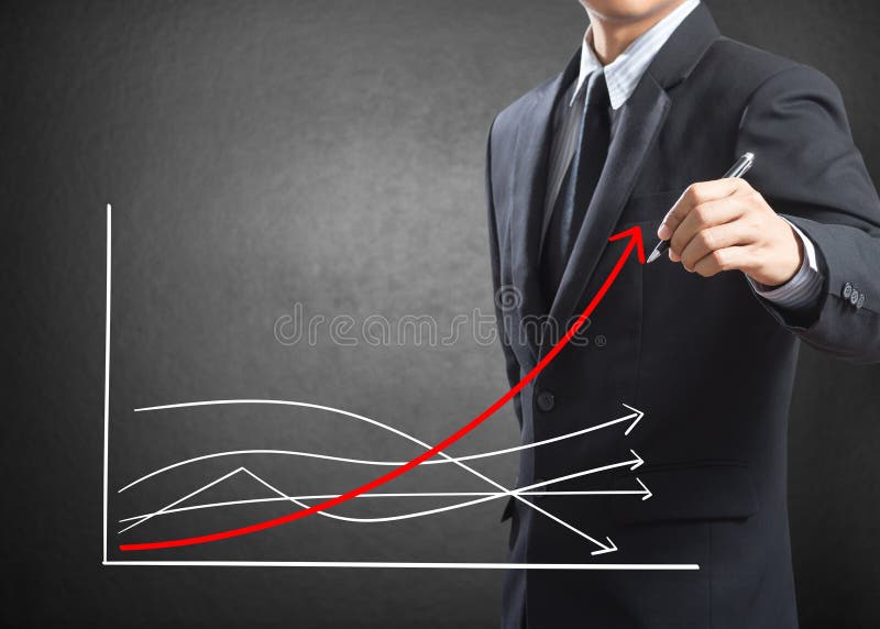 Business man drawing growth chart, Difference concept. Business man drawing growth chart, Difference concept