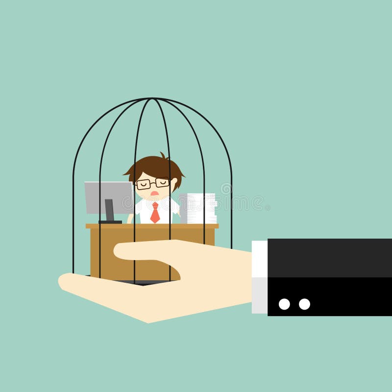 Biznesowy pojęcie, ręki mienia biznesmen który czuje zmęczonego i zanudzający podczas gdy pracujący w więzieniu ilustracji Biznesowy pojęcie, ręki mienia biznesmen który czuje zmęczonego i zanudzający podczas gdy pracujący w więzieniu ilustracji