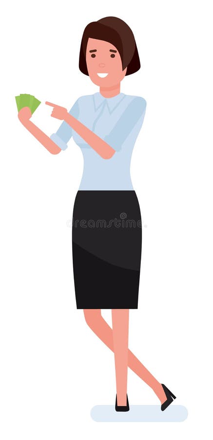 Biznesowy womann z pieniądze na białym tle Kreskówka charakteru płaska wektorowa ilustracja royalty ilustracja Biznesowy womann z pieniądze na białym tle Kreskówka charakteru płaska wektorowa ilustracja royalty ilustracja