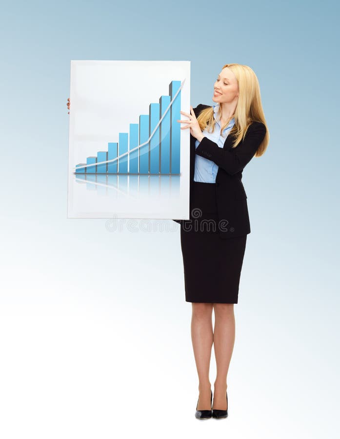 Bizneswomanu mienia deska z wykresem zdjęcie royalty free Bizneswomanu mienia deska z wykresem zdjęcie royalty free