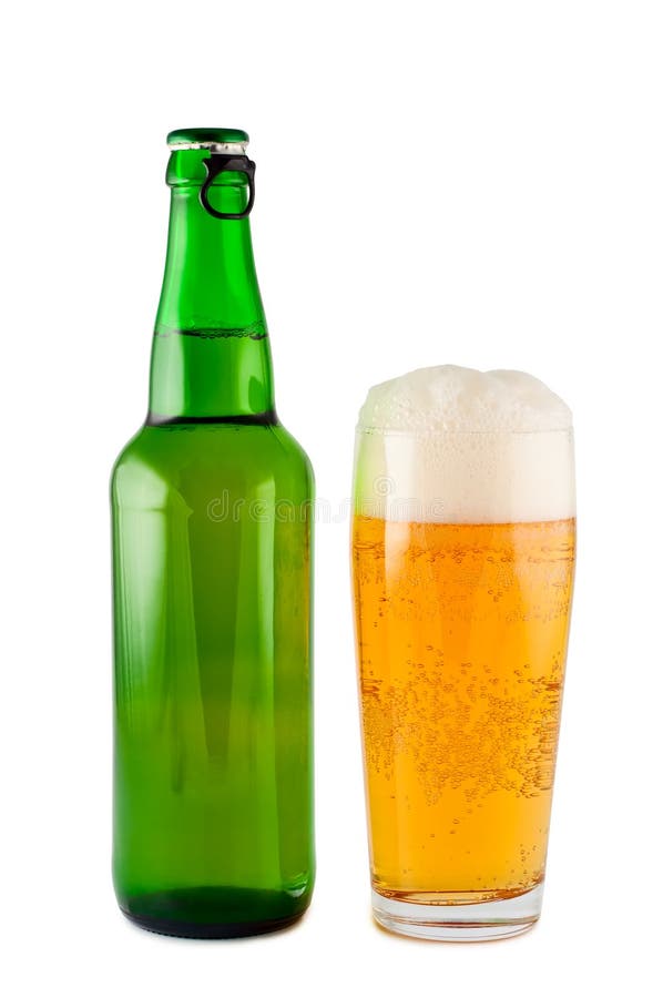 Bière, bouteille, glace, d'isolement. photo stock Bière, bouteille, glace, d'isolement. photo stock