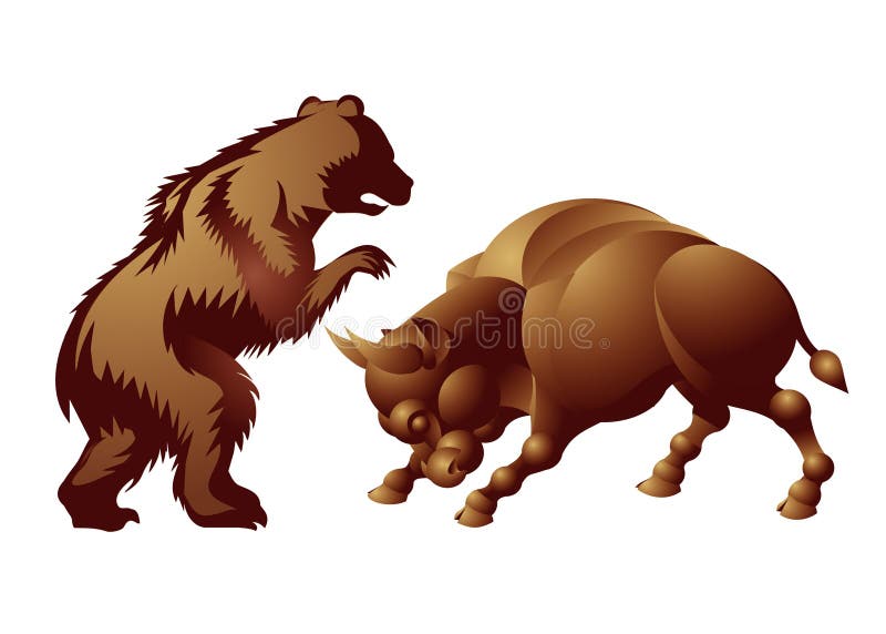 The bull and bear, symbolic beasts of finance, market trend, investing, financial markets, technical analysis. Economic Animal, Stock Exchange. The bull and bear, symbolic beasts of finance, market trend, investing, financial markets, technical analysis. Economic Animal, Stock Exchange