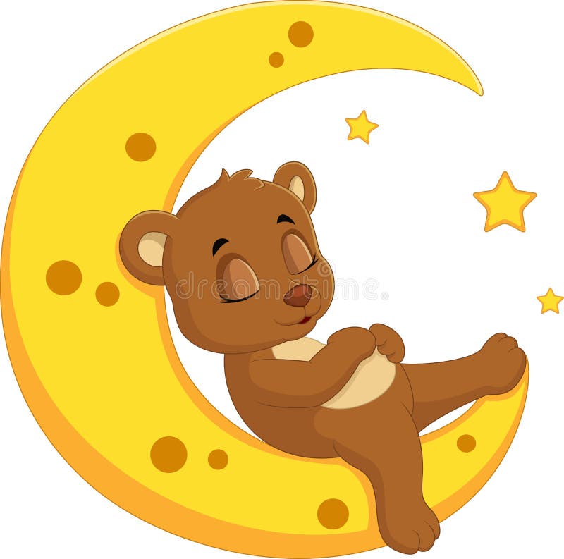 Illustration of The bear sleep on the moon. Illustration of The bear sleep on the moon