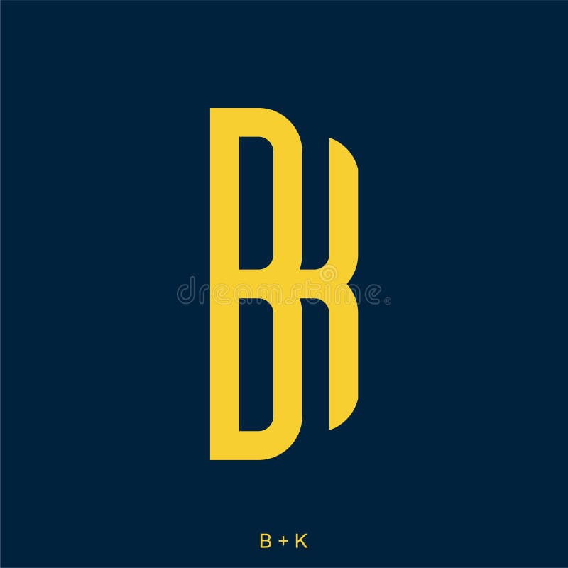 Letter B and K Initials Concept Stock Vector Illustration of