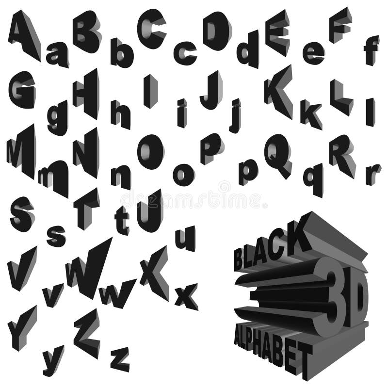 Black 3d alphabet stock vector. Illustration of typography 20441450