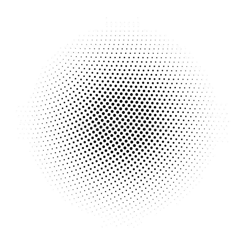 Black Abstract Halftone Circle Made Of Dots In Radial Arrangement On