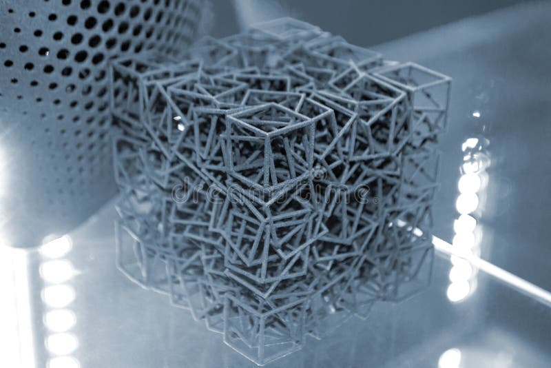 Black Abstract Model Object Printed on 3d Printer from Powder Closeup