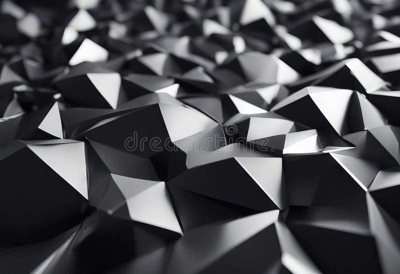 Black abstract triangle rock 3d poly background rendering paper crumpled low futurism structure texture geometric royalty free illustration