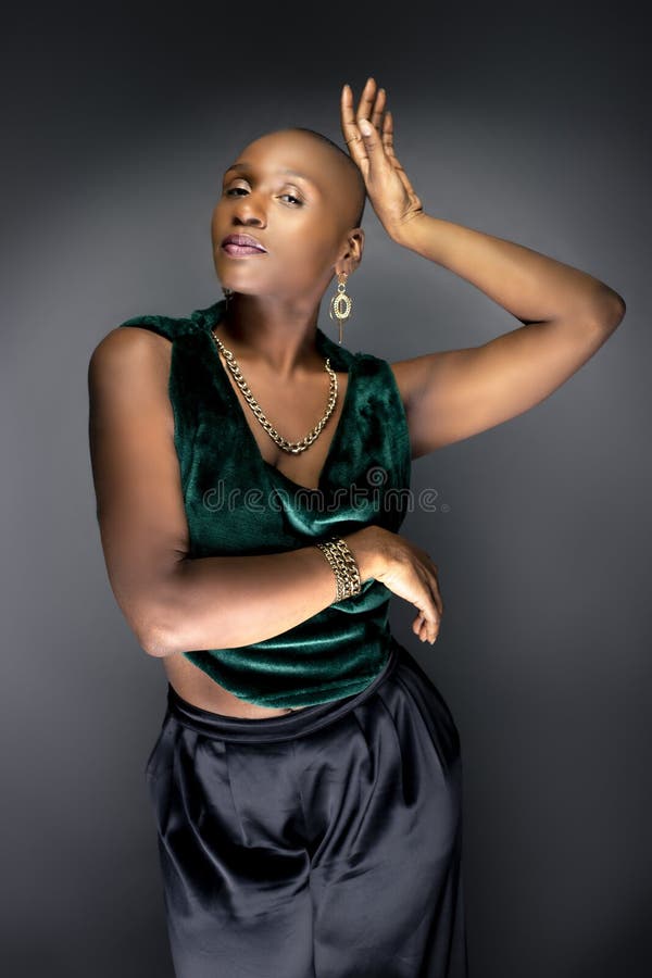 Black Female Fashion Model with Bald Hairstyle and Green Clothing Stock Image - Image of design, hairless: 147251061 Black Female Fashion Model with Bald Hairstyle and Green Clothing Stock Image - Image of design, hairless: 147251061