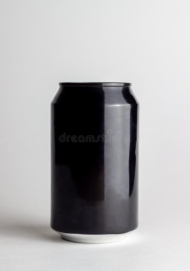 Black aluminum can on a white background. Mock-up