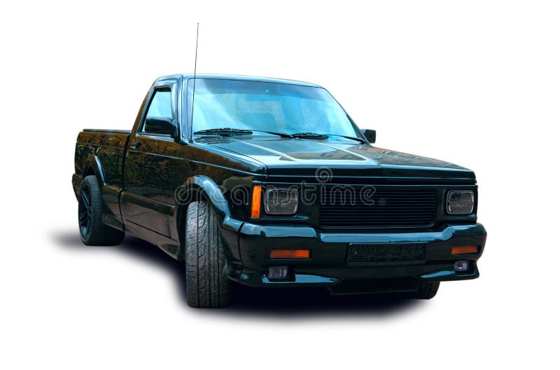 Black American Pickup. White Background. Editorial Stock Photo - Image