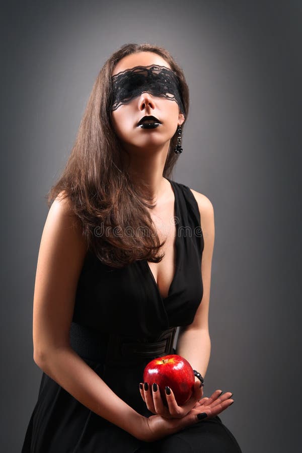 Beautiful Blindfolded Girl On Black Stock Photo 1110290966