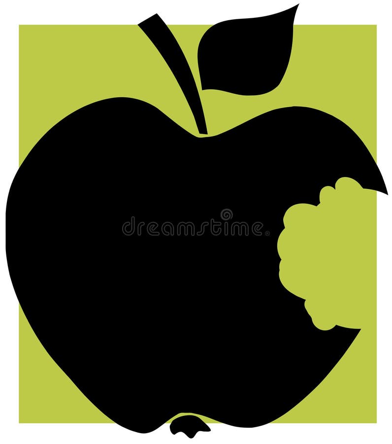 Black apple with a missing bite