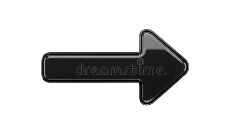 Arrow pointing right, glossy finish, direction indicator, navigation symbol, guide, sign stock illustration