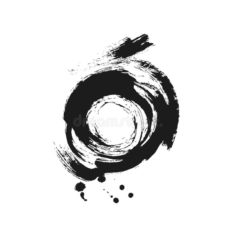 Black artistic circle handmade by brush and ink, isolated vector stock illustration Black artistic circle handmade by brush and ink, isolated vector stock illustration