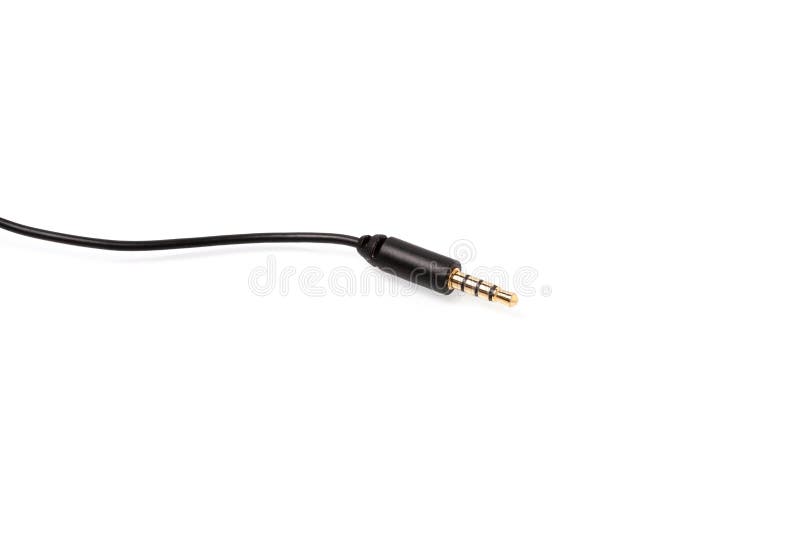 Black Audio Jack Cable Connector Isolated on the White Background Stock