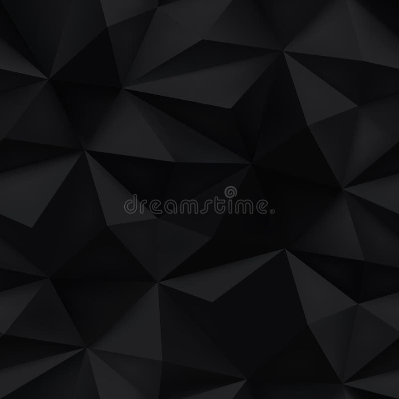 Black background. Abstract triangle crumpled texture. vector illustration
