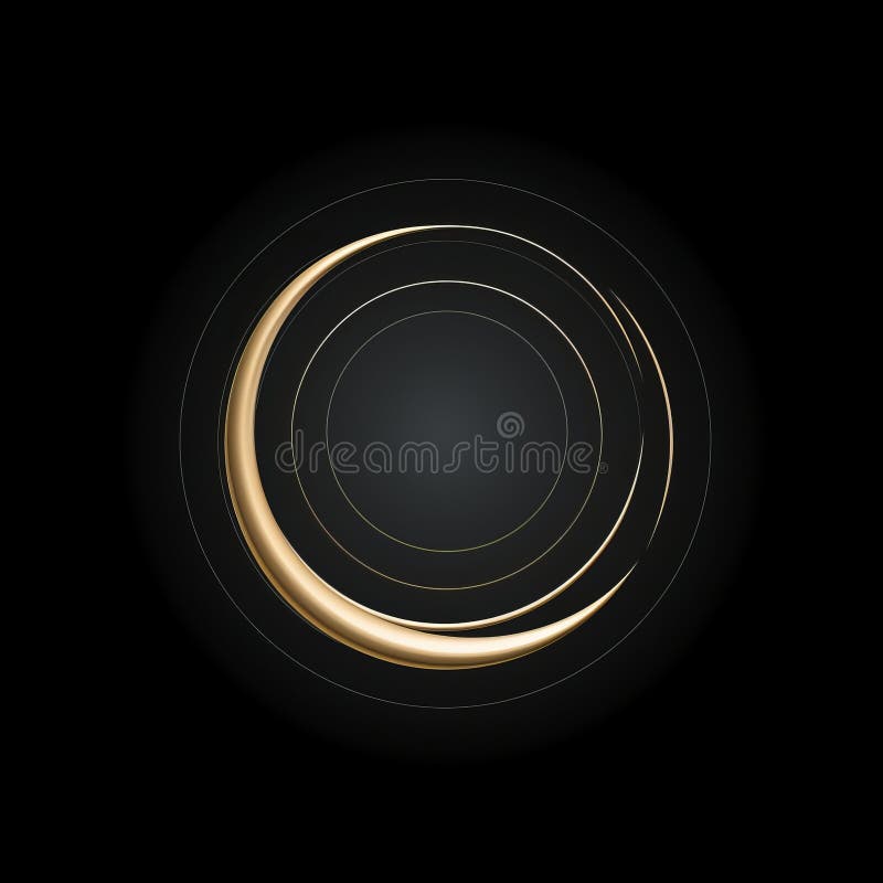 A Black Background with a Gold Circle on it Stock Illustration