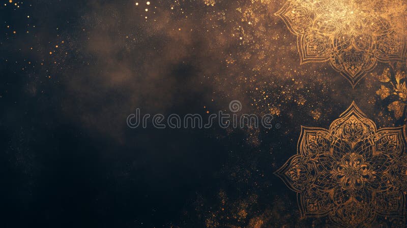 A black background with gold and silver swirls stock illustration