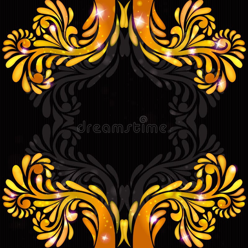 Black Background Orange Banner Pattern Stock Vector - Illustration of