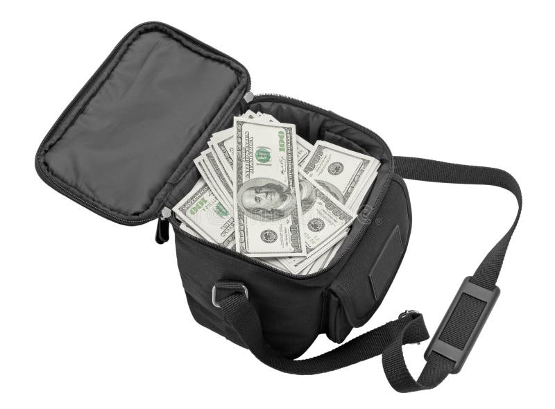 Black bag full of money. stock photo. Image of financial - 19685076