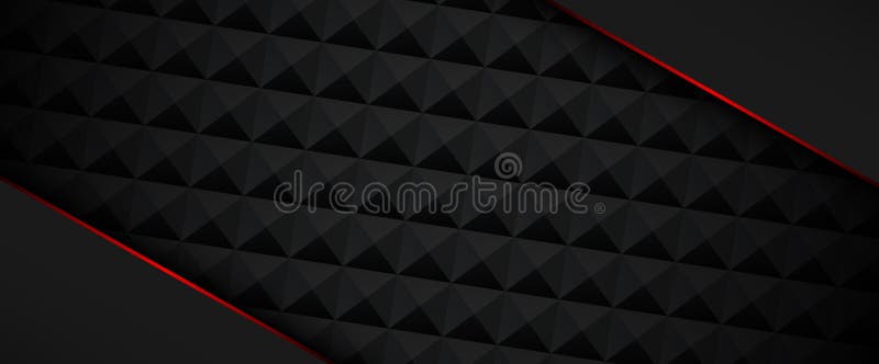 Black banner with red frame and geometric textured pattern. vector illustration