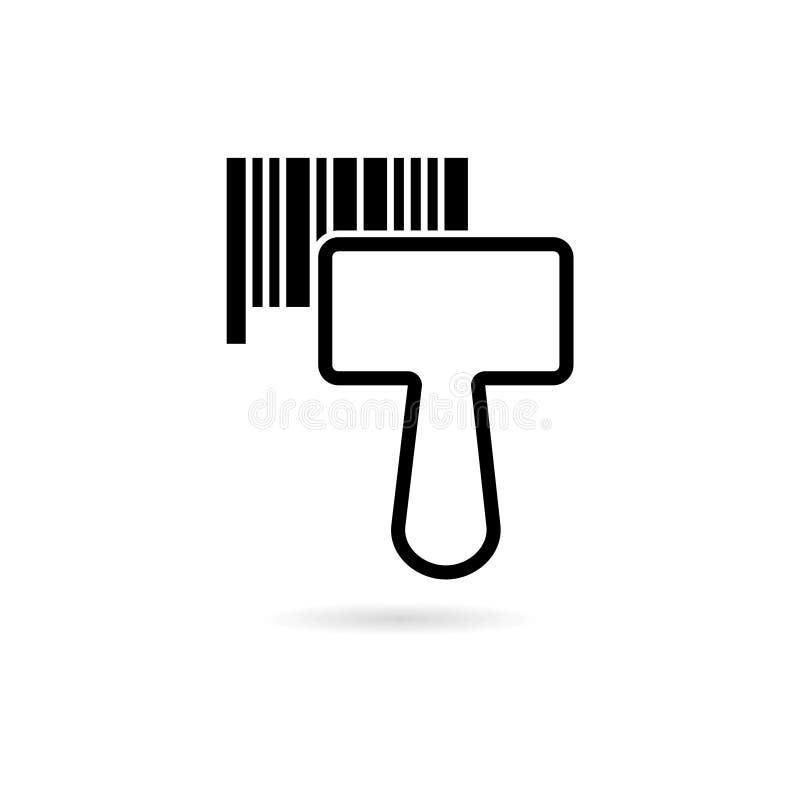 Black Barcode reader scanning bar code icon or logo vector illustration