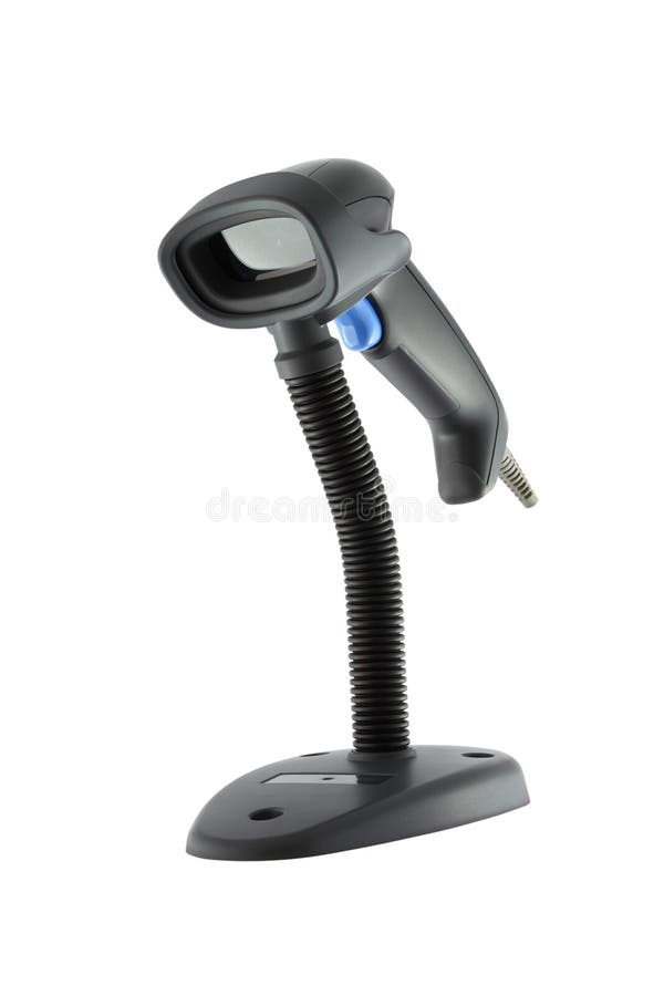 Black barcode scanner base placed stock photography