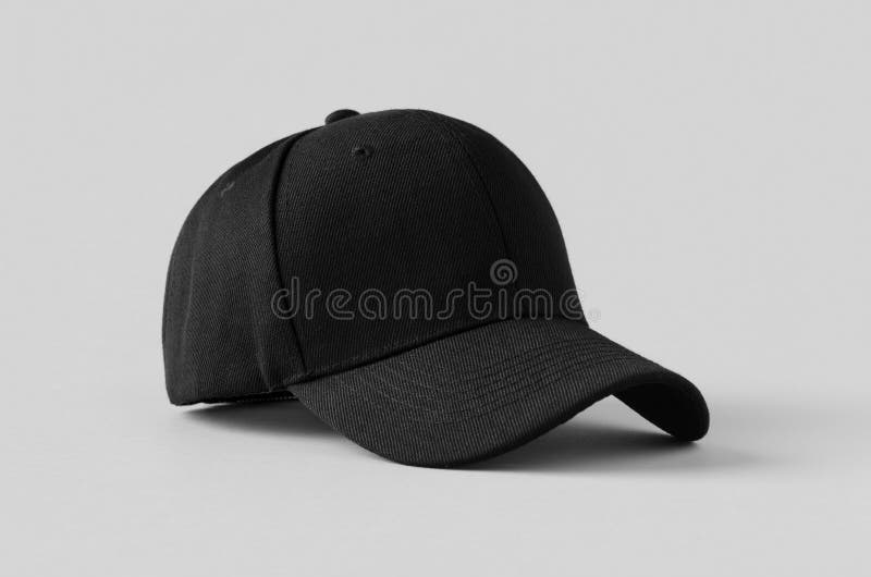 Download Black Baseball Cap Mockup On A Grey Background Stock Image ...