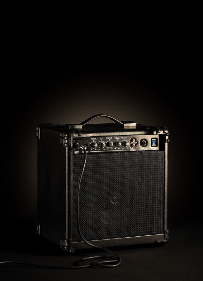 Black bass guitar amplifier royalty free stock image